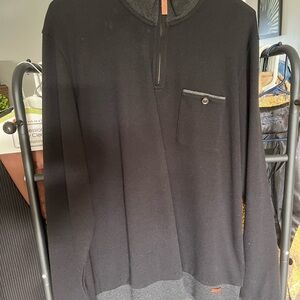 Ted Baker London Men's Black Zip-Up Sweater with Pocket